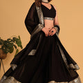 Elegant Black Georgette Designer Lehenga Choli with Embroidery Work and Matching Dupatta
