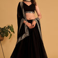 Elegant Black Georgette Designer Lehenga Choli with Embroidery Work and Matching Dupatta