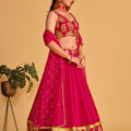 Gorgeous Rani Pink Designer Lehenga Choli with Embroidery Work and Matching Dupatta