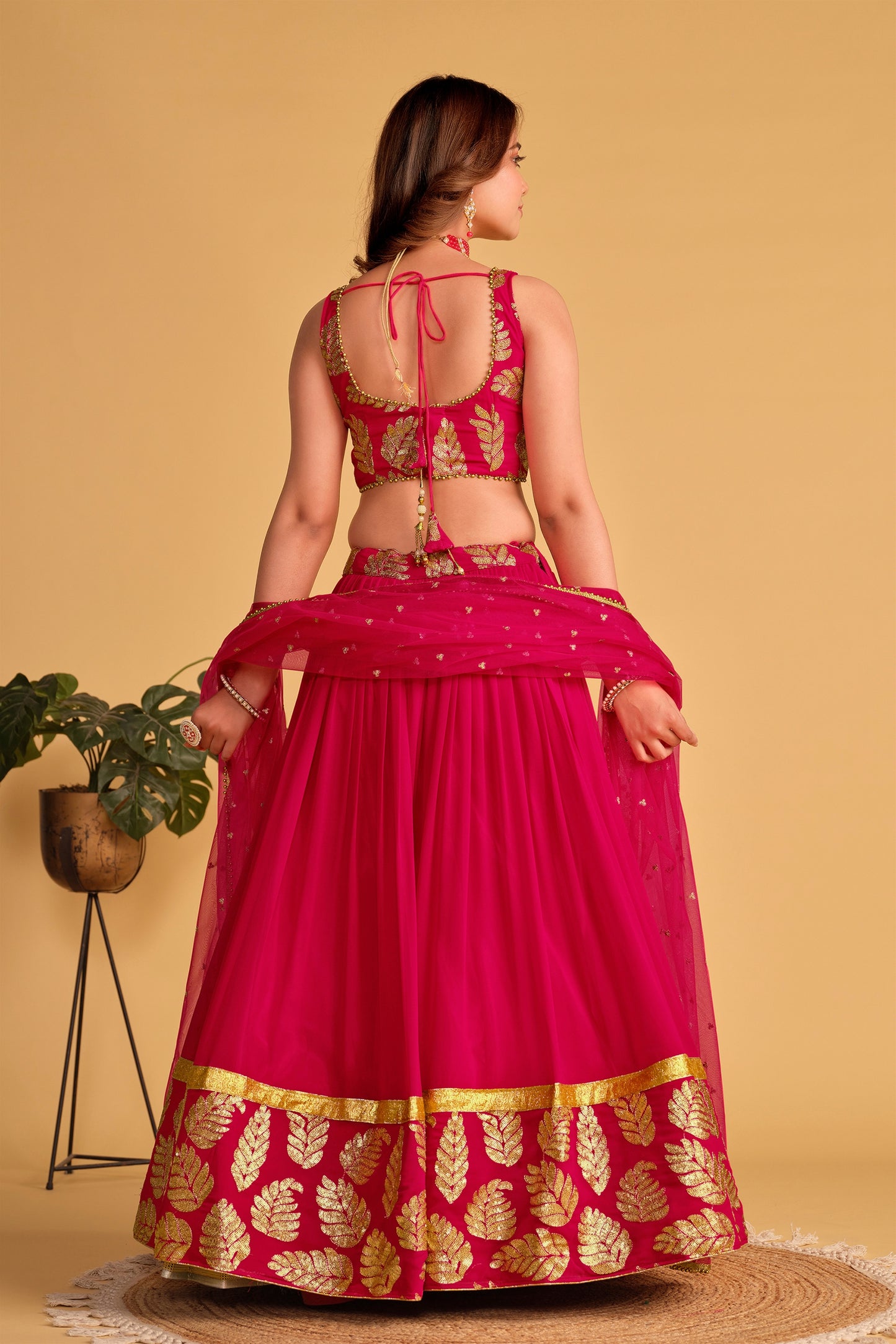 Gorgeous Rani Pink Designer Lehenga Choli with Embroidery Work and Matching Dupatta