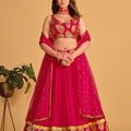 Glorious Rani Pink Designer Lehenga Choli with Embroidery Work and Matching Dupatta