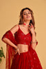 Glorious Red Georgette Designer Lehenga Choli with Embroidery Work and Matching Dupatta