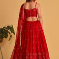 Glorious Red Georgette Designer Lehenga Choli with Embroidery Work and Matching Dupatta
