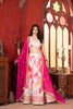 Elegant White Floral Printed Chinon Designer Lehenga Choli with Hot Pink Dupatta for Wedding