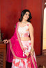 Elegant White Floral Printed Chinon Designer Lehenga Choli with Hot Pink Dupatta for Wedding