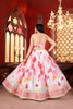 Elegant White Floral Printed Chinon Designer Lehenga Choli with Hot Pink Dupatta for Wedding