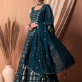 Elegant Teal Blue Embroidered Georgette Wedding Lehenga Choli with Matching Dupatta