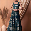 Elegant Teal Blue Embroidered Georgette Wedding Lehenga Choli with Matching Dupatta