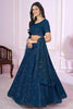 Elegant Teal Blue Embroidered Georgette Lehenga Choli with Soft Net Dupatta for Women