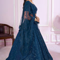 Elegant Teal Blue Embroidered Georgette Lehenga Choli with Soft Net Dupatta for Women