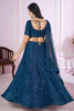 Elegant Teal Blue Embroidered Georgette Lehenga Choli with Soft Net Dupatta for Women