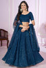 Elegant Teal Blue Embroidered Georgette Lehenga Choli with Soft Net Dupatta for Women