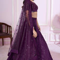 Beautiful Purple Embroidered Georgette Lehenga Choli with Soft Net Dupatta for Women