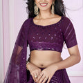 Beautiful Purple Embroidered Georgette Lehenga Choli with Soft Net Dupatta for Women