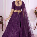 Beautiful Purple Embroidered Georgette Lehenga Choli with Soft Net Dupatta for Women