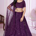 Beautiful Purple Embroidered Georgette Lehenga Choli with Soft Net Dupatta for Women