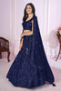 Stunning Navy Blue Embroidered Georgette Lehenga Choli with Dupatta for Women