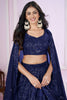 Stunning Navy Blue Embroidered Georgette Lehenga Choli with Dupatta for Women