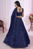 Stunning Navy Blue Embroidered Georgette Lehenga Choli with Dupatta for Women