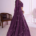 Lovely Purple Embroidered Georgette Lehenga Choli with Dupatta for Women