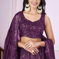 Lovely Purple Embroidered Georgette Lehenga Choli with Dupatta for Women