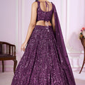 Lovely Purple Embroidered Georgette Lehenga Choli with Dupatta for Women