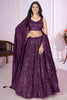 Lovely Purple Embroidered Georgette Lehenga Choli with Dupatta for Women