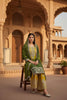 Elegant Mustard Yellow and Olive Green Embroidered Chinon Silk Palazzo Suit with Dupatta