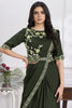 Elegant Dark Green Embroidered Designer Saree