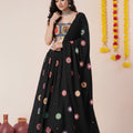 Trendy Black Rayon Mirror Work Designer Lehenga Choli with Dupatta for Women