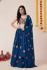 Stylish Royal Blue Rayon Mirror Work Designer Lehenga Choli with Dupatta for Women