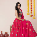 Superb Rani Pink Rayon Mirror Work Lehenga Choli with Designer Blouse for Women