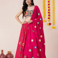 Superb Rani Pink Rayon Mirror Work Lehenga Choli with Designer Blouse for Women