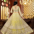 Designer Lime Green Heavy Embroidered Butterfly Net Lehenga Choli with Dupatta