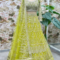 Designer Lime Green Heavy Embroidered Butterfly Net Lehenga Choli with Dupatta