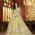Designer Lime Green Heavy Embroidered Butterfly Net Lehenga Choli with Dupatta