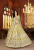 Designer Lime Green Heavy Embroidered Butterfly Net Lehenga Choli with Dupatta