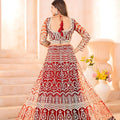 Luxurious Maroon Heavy Embroidered Butterfly Net Lehenga Choli with Dupatta