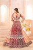 Luxurious Maroon Heavy Embroidered Butterfly Net Lehenga Choli with Dupatta