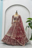 Luxurious Maroon Heavy Embroidered Butterfly Net Lehenga Choli with Dupatta
