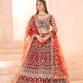 Luxurious Maroon Heavy Embroidered Butterfly Net Lehenga Choli with Dupatta