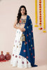 Festive White Rayon Mirror Work Lehenga Choli with Royal Blue Dupatta and Blouse for Women