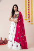 Gorgeous White and Rani Pink Rayon Mirror Work Designer Lehenga Choli with Dupatta for Women
