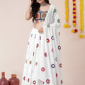 Beautiful White Rayon Mirror Work Designer Lehenga Choli with Dupatta for Women