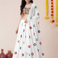 Beautiful White Rayon Mirror Work Designer Lehenga Choli with Dupatta for Women