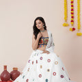 Beautiful White Rayon Mirror Work Designer Lehenga Choli with Dupatta for Women