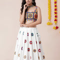Beautiful White Rayon Mirror Work Designer Lehenga Choli with Dupatta for Women