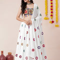 Beautiful White Rayon Mirror Work Designer Lehenga Choli with Dupatta for Women