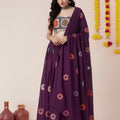 Stunning Wine Rayon Mirror Work Designer Lehenga Choli with Dupatta for Women
