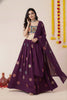 Amazing Wine Rayon Mirror Work Lehenga Choli with Designer Blouse for Women